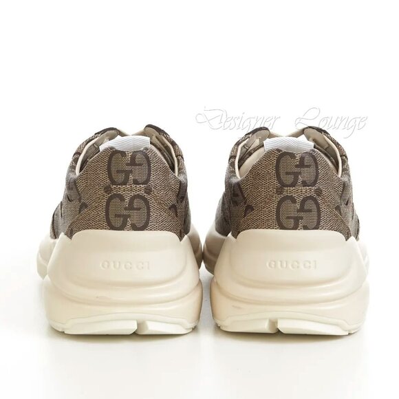 NEW GUCCI Men's Rhyton 100 Beige/Ebony Macro GG Supreme Canvas Sneakers G9 US9.5 - Picture 6 of 12
